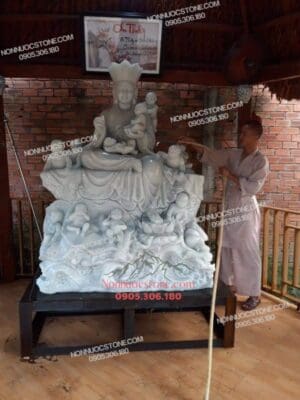 Tượng Phật Địa Tạng Độ Thai Nhi Bằng Đá 05