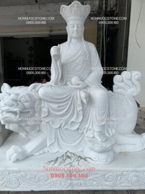 Tượng Phật Địa Tạng Cưỡi Linh Thú Đề Thính Bằng Đá 14