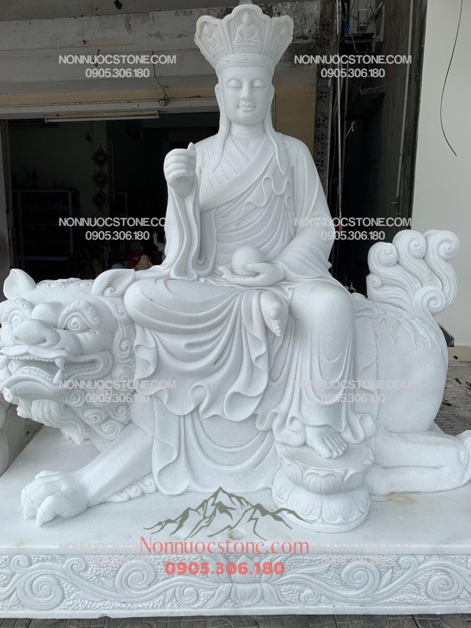 Tượng Phật Địa Tạng Cưỡi Linh Thú Đề Thính Bằng Đá 14 1 Tượng Phật Địa Tạng Cưỡi Linh Thú Đề Thính Bằng Đá 14