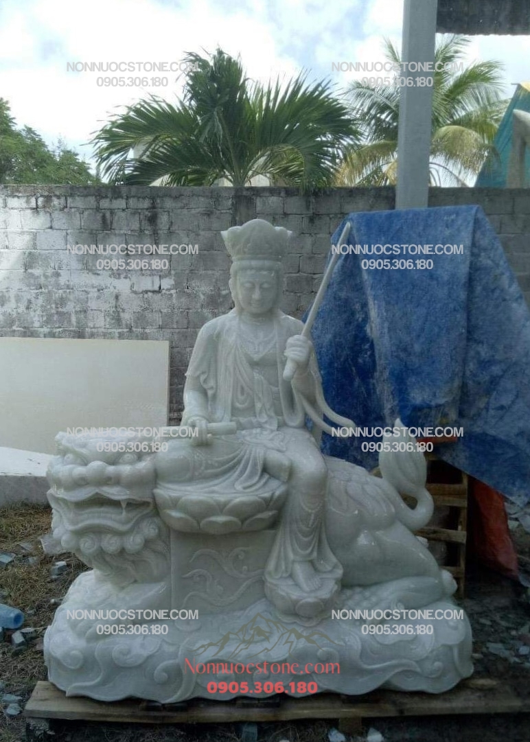 Tượng Phật Địa Tạng Cưỡi Linh Thú Đề Thính Bằng Đá 16 1 Tượng Phật Địa Tạng Cưỡi Linh Thú Đề Thính Bằng Đá 16