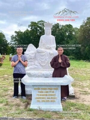 Tượng Phật Địa Tạng Cưỡi Linh Thú Đề Thính Bằng Đá 19