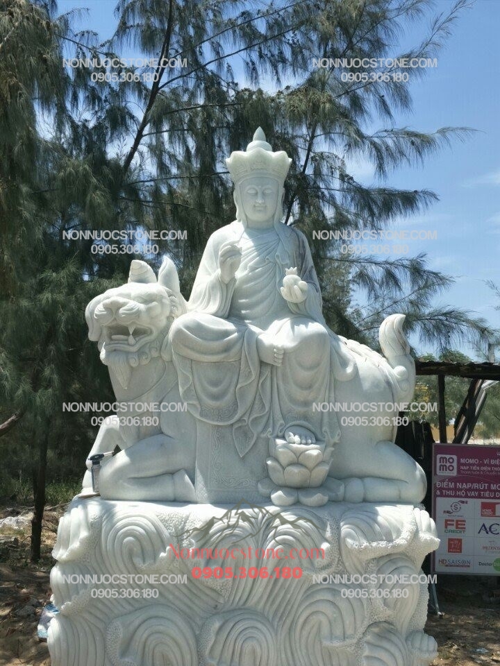 Tượng Phật Địa Tạng Cưỡi Linh Thú Đề Thính Bằng Đá 20 1 Tượng Phật Địa Tạng Cưỡi Linh Thú Đề Thính Bằng Đá 20