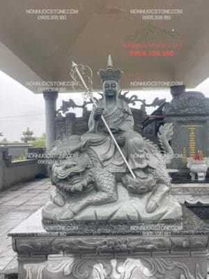 Tượng Phật Địa Tạng Cưỡi Linh Thú Đề Thính Bằng Đá 22