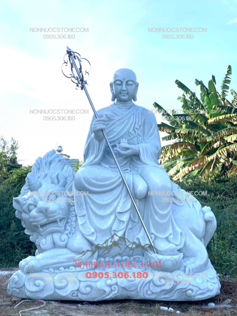 Tượng Phật Địa Tạng Cưỡi Linh Thú Đề Thính Bằng Đá 36 1 Tượng Phật Địa Tạng Cưỡi Linh Thú Đề Thính Bằng Đá 36