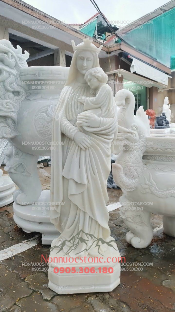 Tượng Đức Mẹ Mân Côi Bằng Đá 81 1 Tượng Đức Mẹ Mân Côi Bằng Đá 81