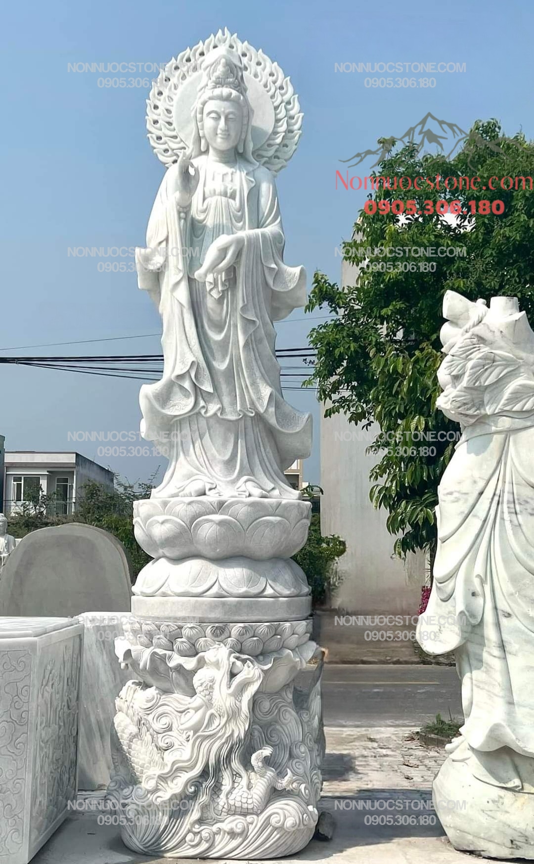 Tượng Phật Quan Âm Bằng Đá 38 1 Tượng Phật Quan Âm Bằng Đá 38
