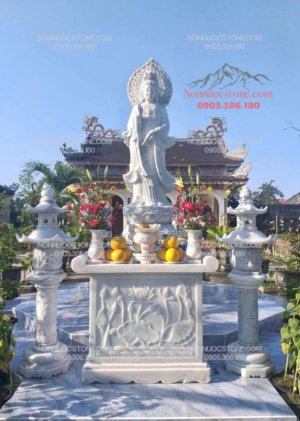 Tượng Phật Quan Âm Bằng Đá 42 1 Tượng Phật Quan Âm Bằng Đá 42