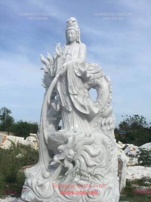 Tượng Phật Quan Âm Ngự Long Bằng Đá 01