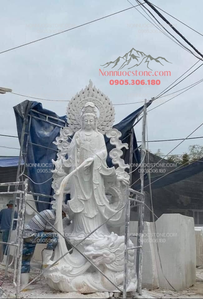 Tượng Phật Quan Âm Ngự Long Bằng Đá 19 1 Tượng Phật Quan Âm Ngự Long Bằng Đá 19