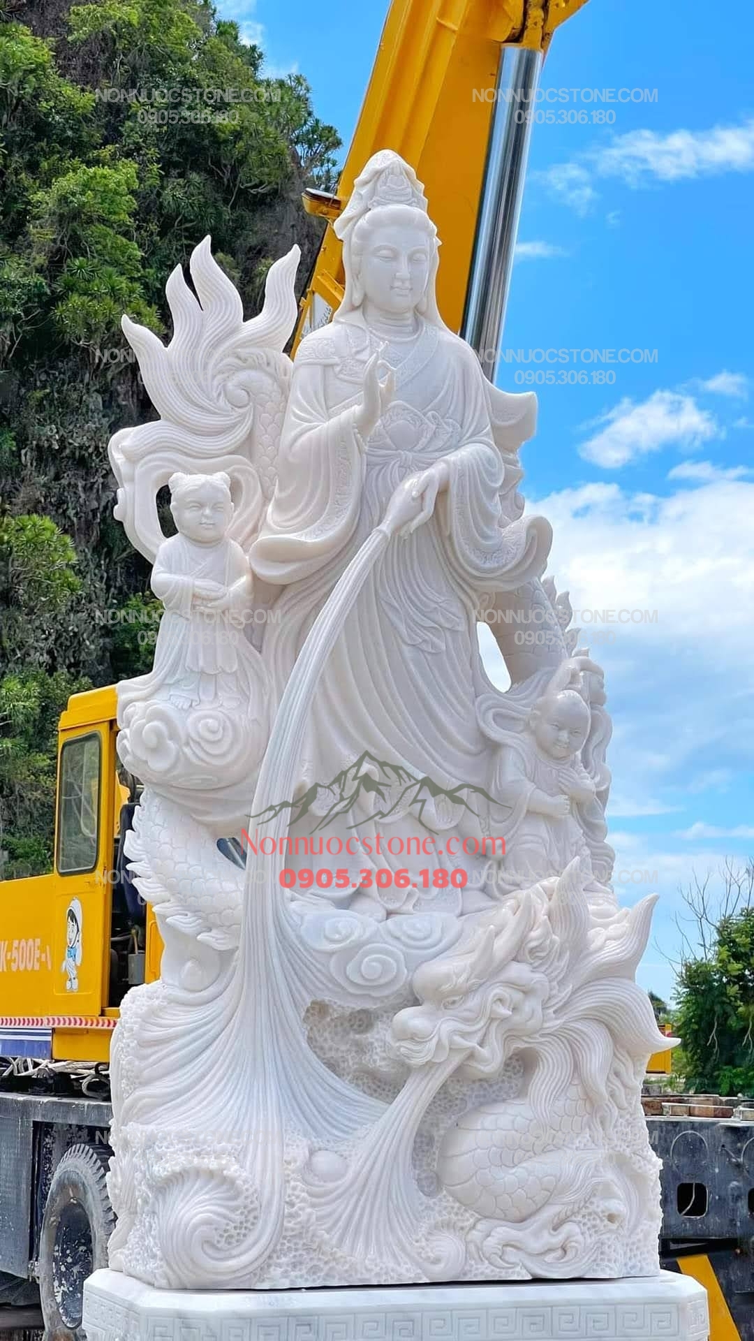 Tượng Phật Quan Âm Ngự Long Bằng Đá 25 1 Tượng Phật Quan Âm Ngự Long Bằng Đá 25