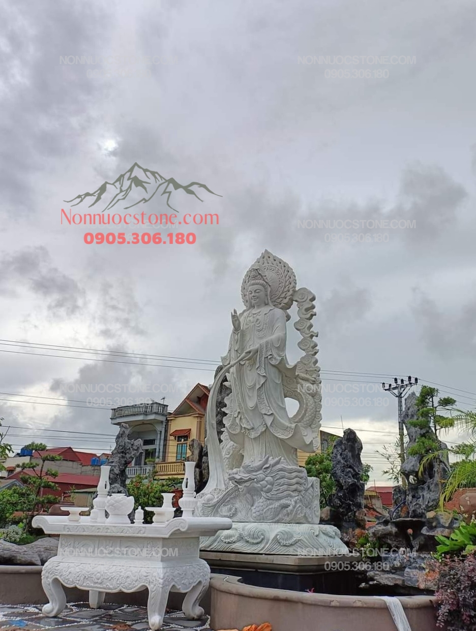 Tượng Phật Quan Âm Ngự Long Bằng Đá 41 1 Tượng Phật Quan Âm Ngự Long Bằng Đá 41