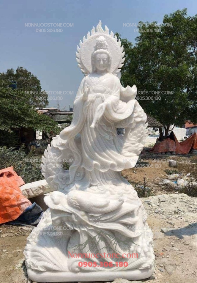 Tượng Phật Quan Âm Ngự Long Bằng Đá 42 1 Tượng Phật Quan Âm Ngự Long Bằng Đá 42
