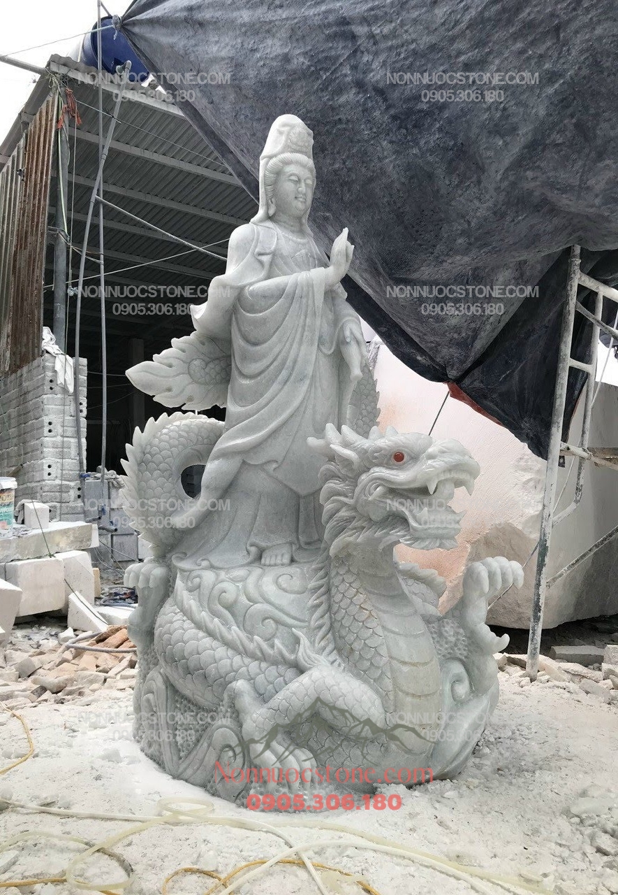 Tượng Phật Quan Âm Ngự Long Bằng Đá 55 1 Tượng Phật Quan Âm Ngự Long Bằng Đá 55