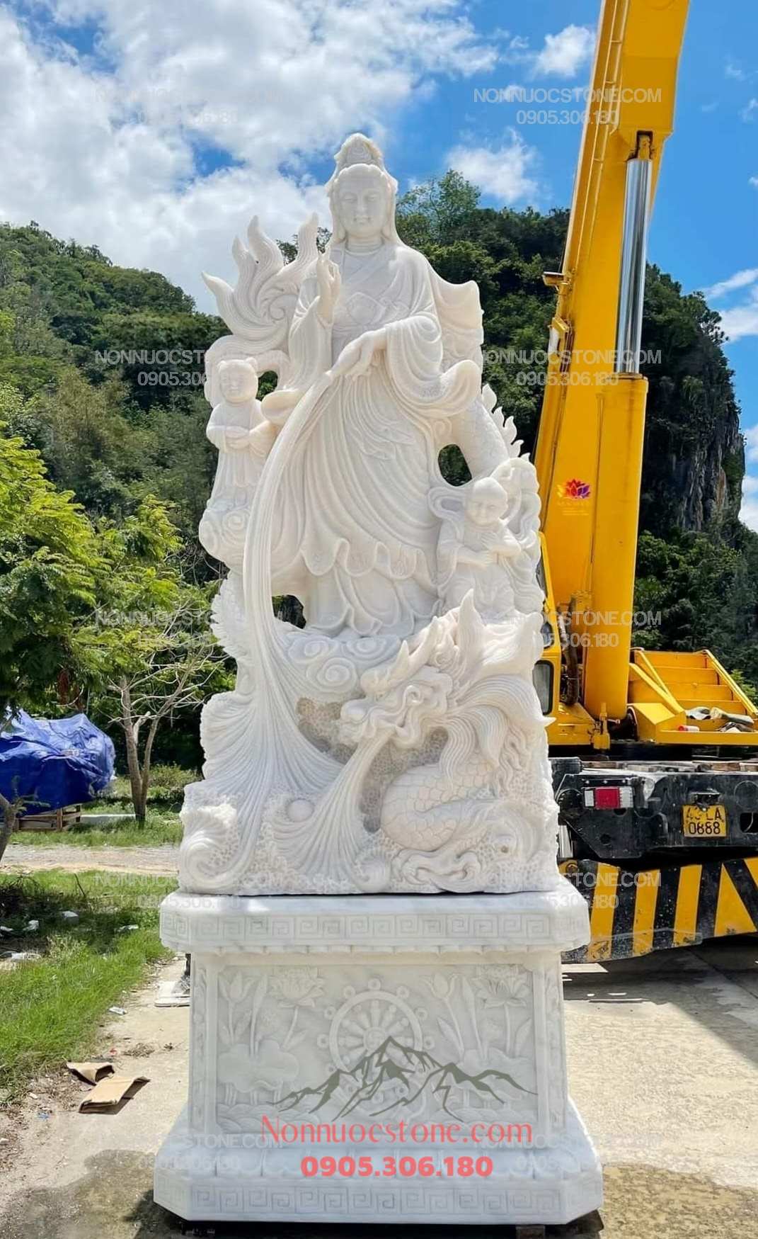 Tượng Phật Quan Âm Ngự Long Bằng Đá 66 1 Tượng Phật Quan Âm Ngự Long Bằng Đá 66