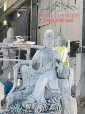 Tượng Phật Quan Âm Tự Tại Bằng Đá 11