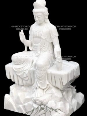 Tượng Phật Quan Âm Tự Tại Bằng Đá 12