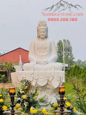 Tượng Phật Quan Âm Tự Tại Bằng Đá 15