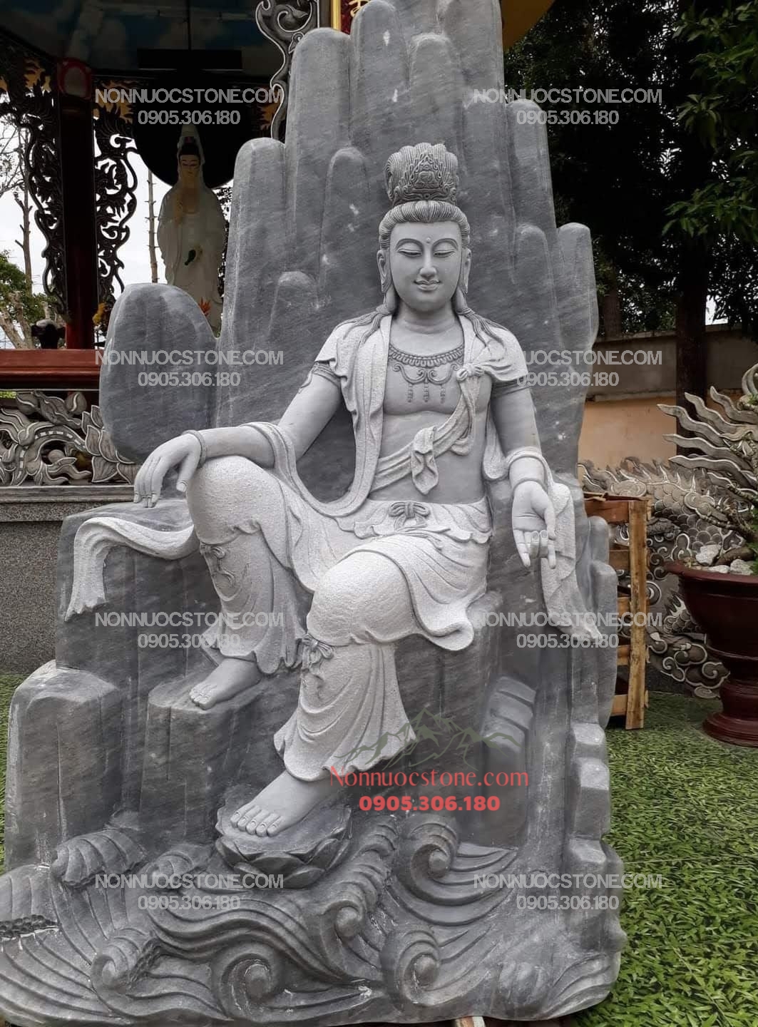 Tượng Phật Quan Âm Tự Tại Bằng Đá 91 1 Tượng Phật Quan Âm Tự Tại Bằng Đá 91
