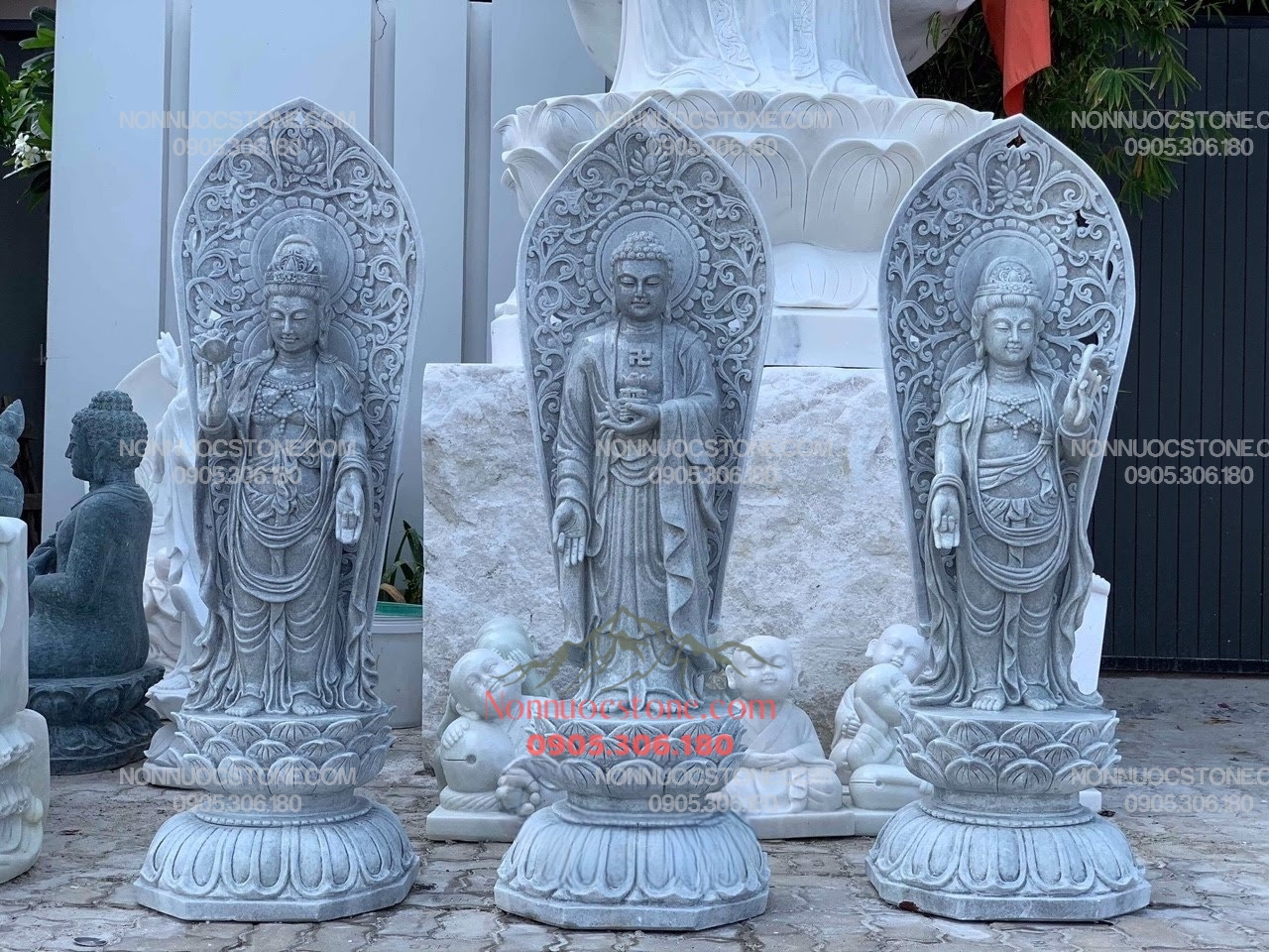 Tượng Tam Thế Phật Bằng Đá 07 1 Tượng Tam Thế Phật Bằng Đá 07