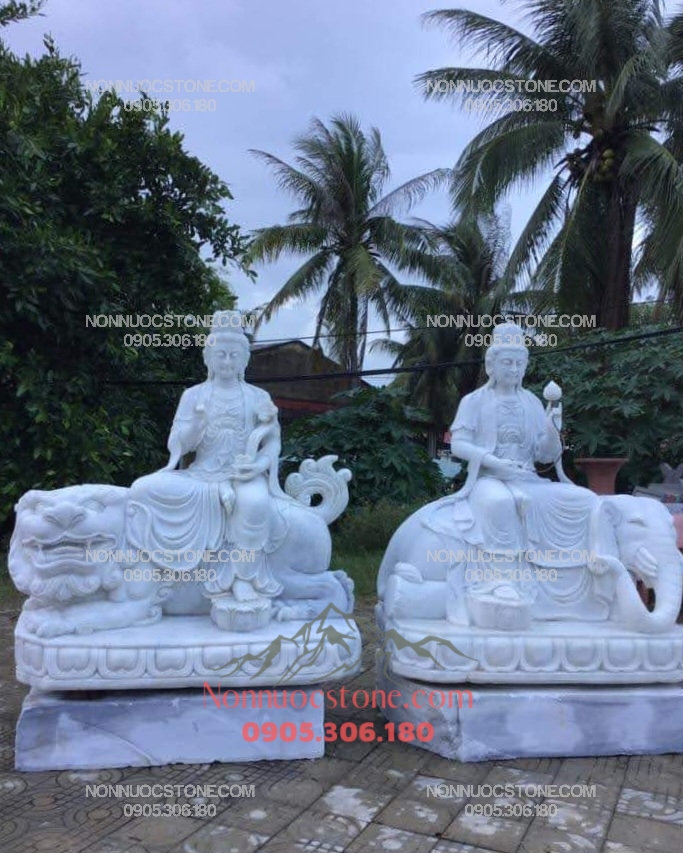 Tượng Văn Thù Phổ Hiền Bằng Đá 03 1 Tượng Văn Thù Phổ Hiền Bằng Đá 03