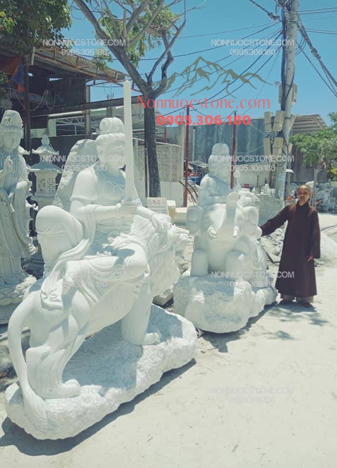Tượng Văn Thù Phổ Hiền Bằng Đá 30 1 Tượng Văn Thù Phổ Hiền Bằng Đá 30