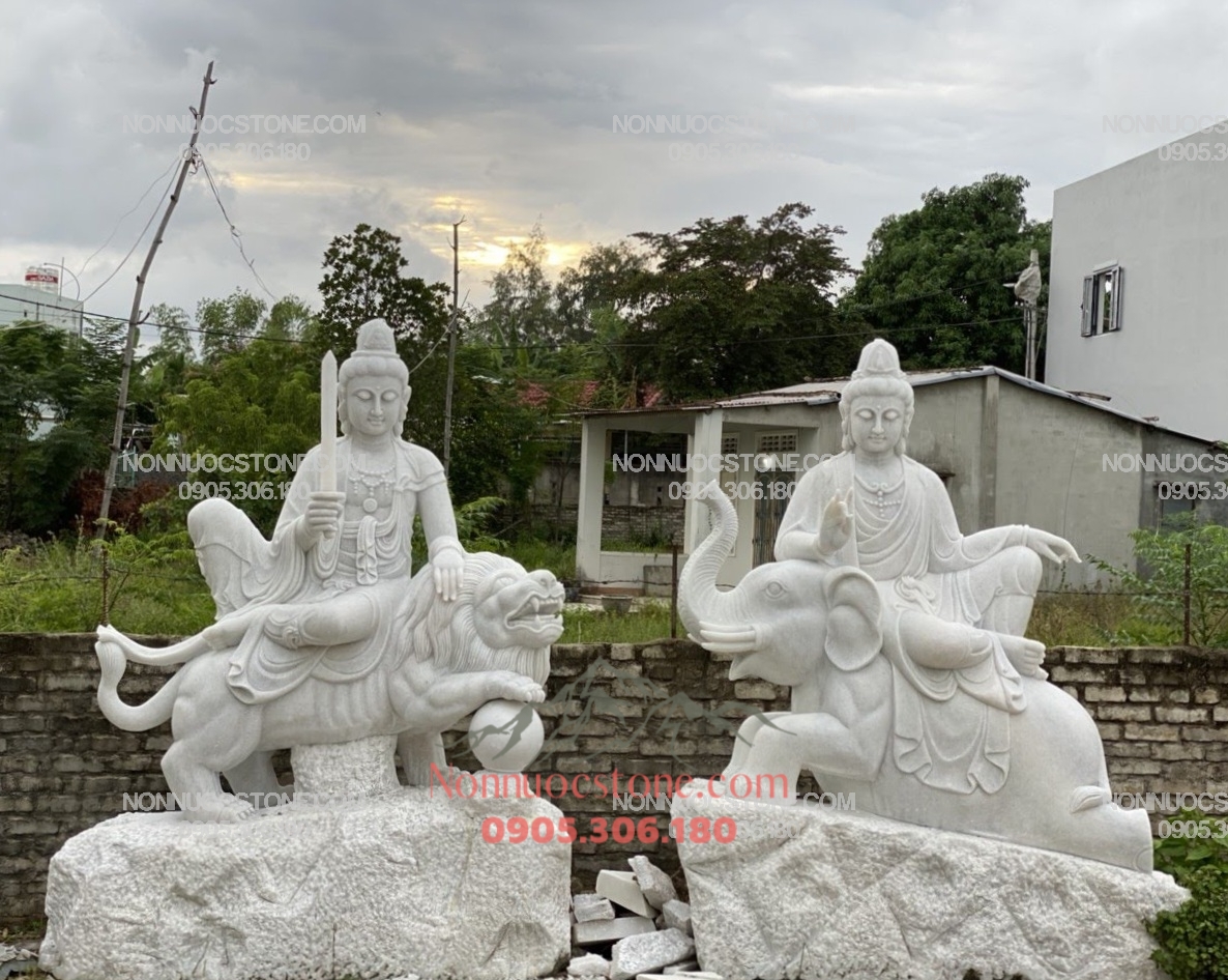 Tượng Văn Thù Phổ Hiền Bằng Đá 44 1 Tượng Văn Thù Phổ Hiền Bằng Đá 44